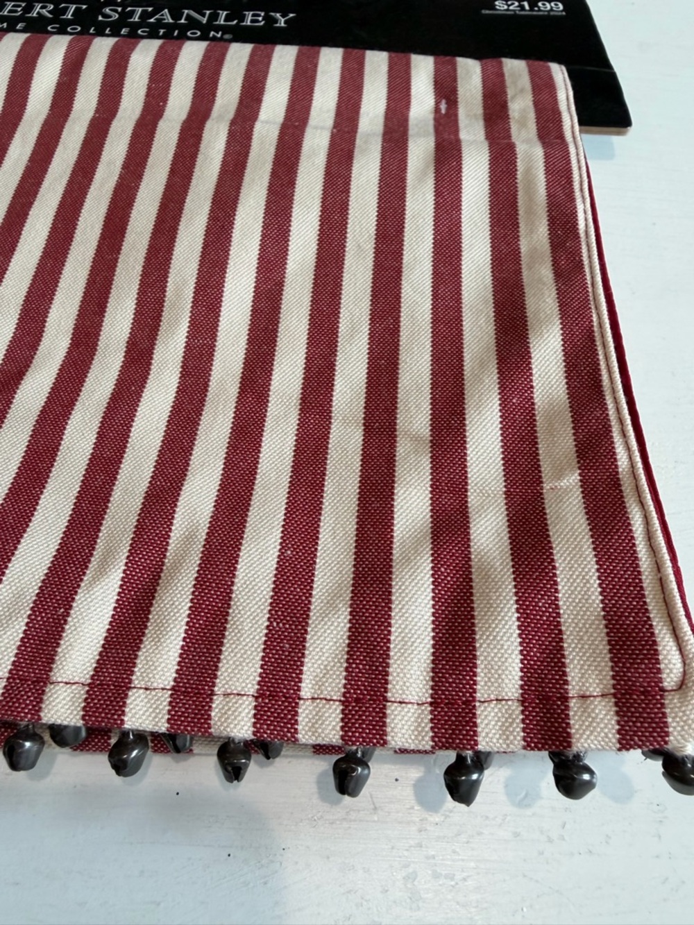 Robert Stanley Home Collection Red & Cream Striped Table Runner - Picture 3 of 5